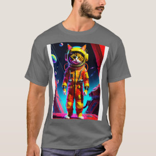 Camiseta Pequeno Gato Bonito no Espaço
