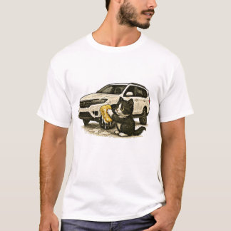 Camiseta Pequeno Gato Whimsic Lave o Carro