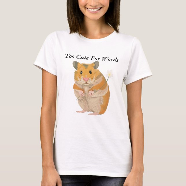 Camiseta Pequeno Hamster bonito segurando uma flor (Frente)
