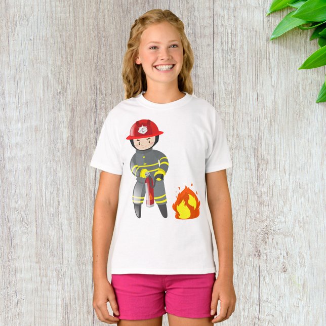 Camiseta Pequeno Herói Bombeiro Apagando Incêndio (Criador carregado)