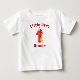 Camiseta Pequeno Herói Bombeiro Primeiro Aniversário