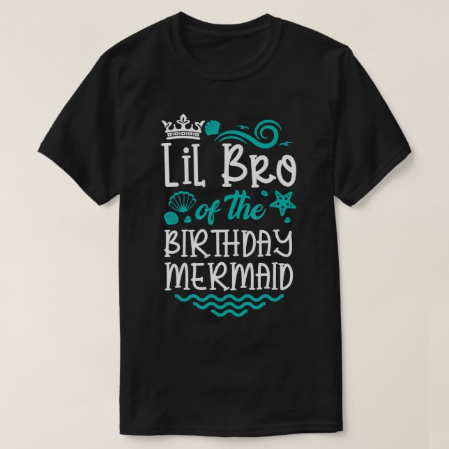 Camiseta Pequeno Irmão da Sereia de Aniversário, Cute B Day (Frente do Design)