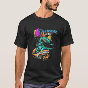 Camiseta Pequeno Irmão Do Garoto Aniversário RAWR Rex Din