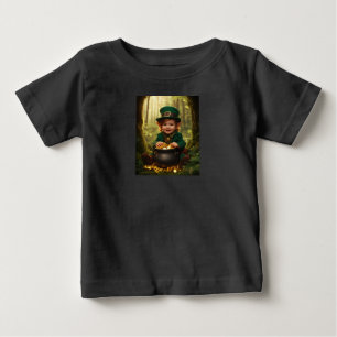 Camiseta Pequeno Leprechaun Irlandês e Dourado Cauldron