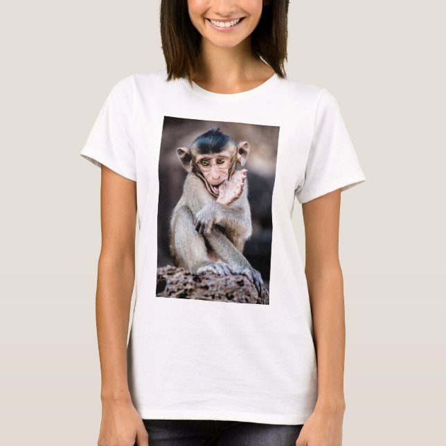 Camiseta Pequeno Macaco Bonito - Design divertido e Adoráve (Frente)