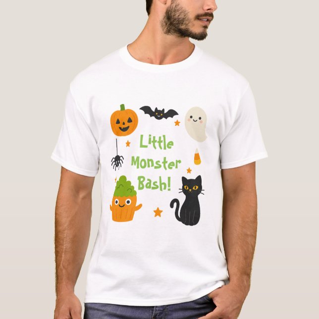 Camiseta Pequeno Monstro Bash Halloween - Bonito Spooky - (Frente)