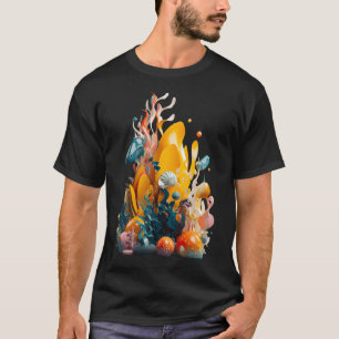 Camiseta Pequeno mundo submarino em 3D