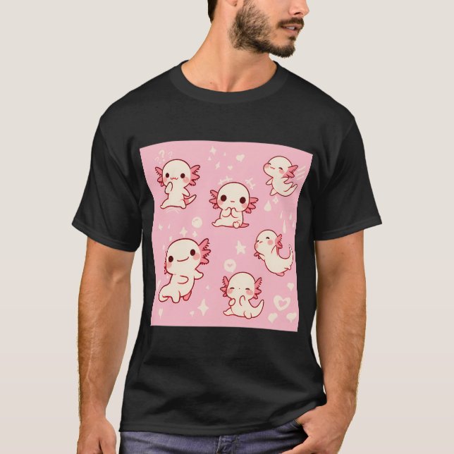 Camiseta pequeno padrão de axolotl (Frente)