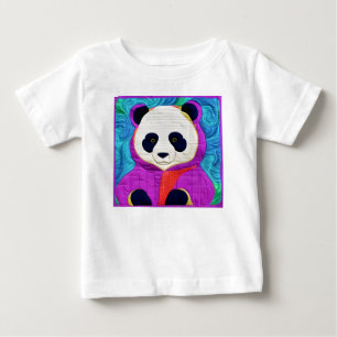 Camiseta Pequeno Panda Adorável - Design tipo Quilt