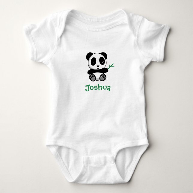 Camiseta Pequeno Panda Bonito com um Bambu Stick (Frente)