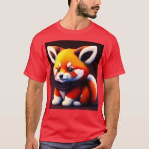 Camiseta Pequeno Panda Vermelha com Selo Roxo