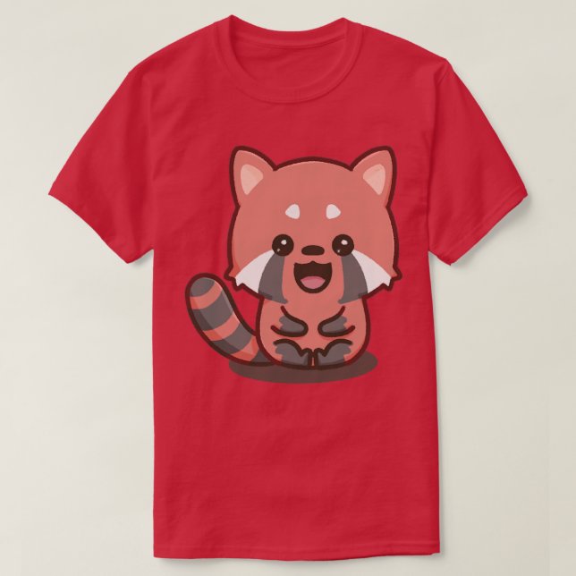 Camiseta Pequeno Panda Vermelho Bonito 2 (Frente do Design)