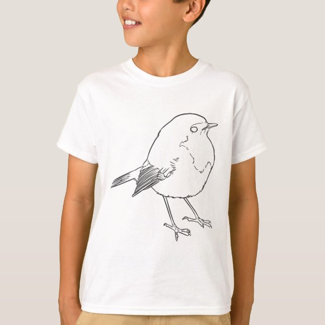 Camiseta Pequeno passarinho robin em lineart (Frente)