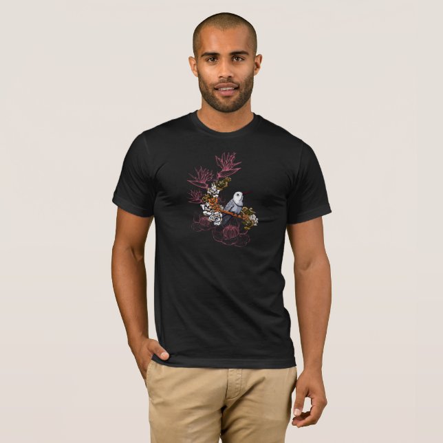 Camiseta Pequeno pássaro com flores (Frente Completa)