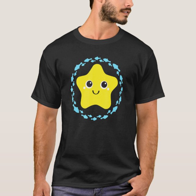 Camiseta Pequeno peixe-estrela que ri no círculo de peixe 1 (Frente)