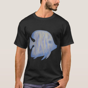 Camiseta Pequeno peixe tropical azul e dourado