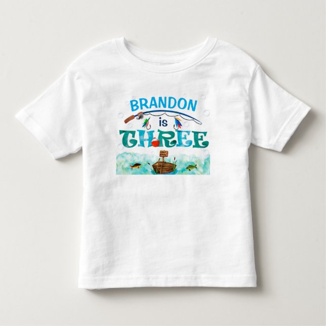 Camiseta Pequeno pescador aniversário de 3 anos (Frente)