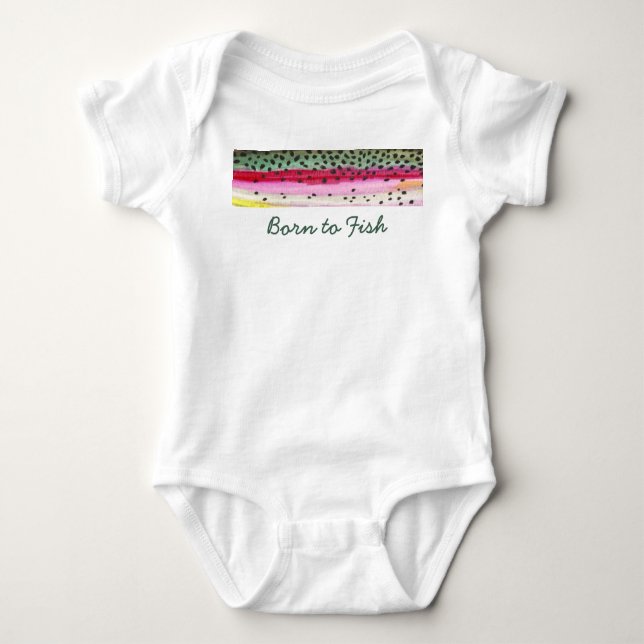 Camiseta Pequeno pescador de "Nascer a peixe" Rainbow Trout (Frente)