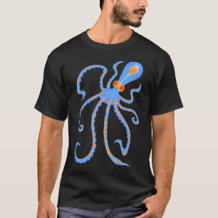 Camiseta Pequeno polvo azul e laranja do oceano de águas pr
