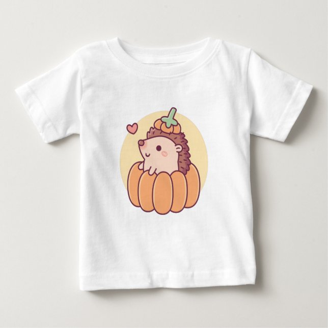 Camiseta Pequeno Porco Bonito No Outono De Pumpkin No Hallo (Frente)