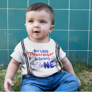 Camiseta Pequeno primeiro aniversario Firecracker Baby T-Sh