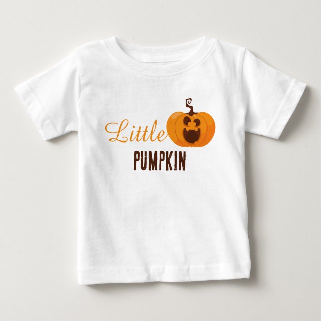 Camiseta Pequeno Pumpkin Cute Halloween Laranja Colorido (Frente)