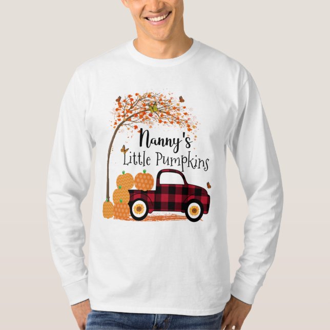 Camiseta Pequeno Pumpkins Red Truck outono (Frente)