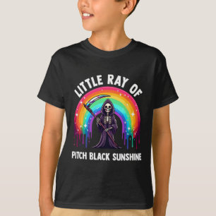 Camiseta Pequeno Raios De Morte Negra Negra Sol Arco-Íris H