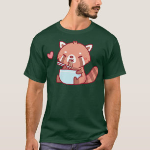Camiseta Pequeno Ramen Vermelho Bonito Comendo Panda