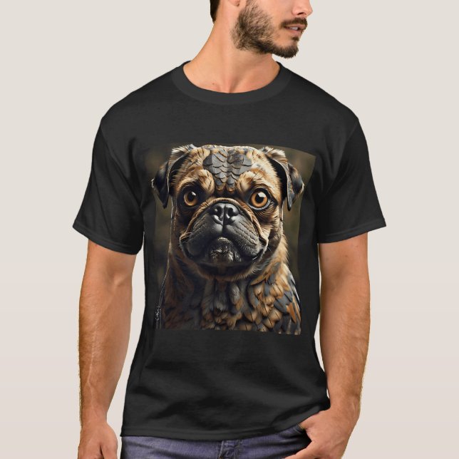 Camiseta Pequeno Raptor Pug (Frente)