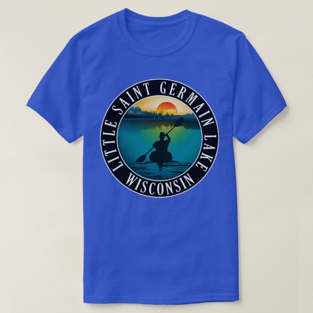 Camiseta Pequeno Santo Germain Lake Wisconsin Kayaking (Frente do Design)