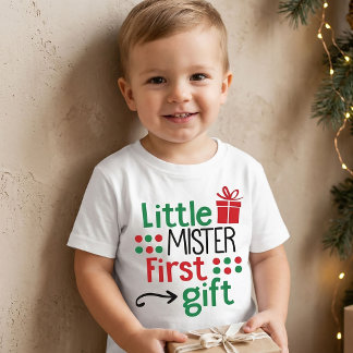 Camiseta Pequeno Senhor Primeiro Presente de Natal