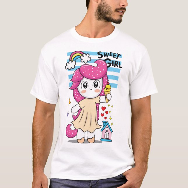 Camiseta Pequeno unicórnio bonito 2 (Frente)