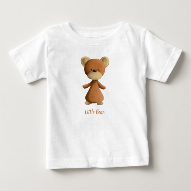 Camiseta Pequeno Urso Castanho Crianças Personalizadas Bebê (Frente)