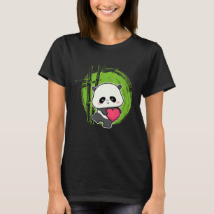 Camiseta Pequeno Urso Panda Coração Animal Fofo Para Homens