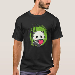 Camiseta Pequeno Urso Panda Coração Bela Para Homens