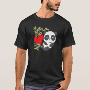 Camiseta Pequeno Urso Panda Coração Bela Para Homens