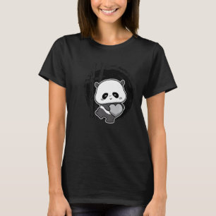 Camiseta Pequeno Urso Panda Coração Bela Para Homens