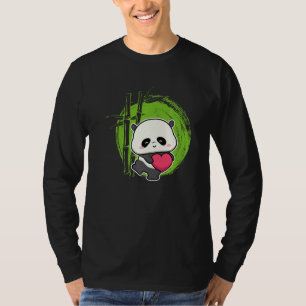 Camiseta Pequeno Urso Panda Coração Bela Para Homens