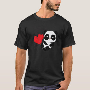 Camiseta Pequeno Urso Panda Coração Bela Para Homens