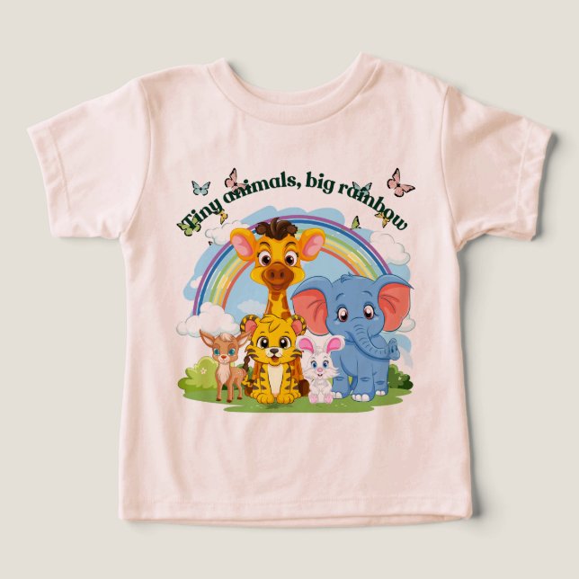 Camiseta Pequenos animais, Design do arco-íris Toddler T-sh (Design frontal)