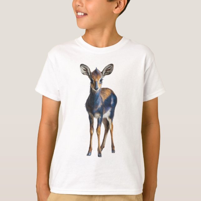 Camiseta Pequenos Antílopes Azuis e Marrons (Frente)