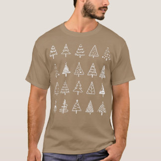 Camiseta Pequenos Desenhos de Árvore de Natal Simples 