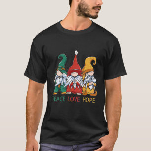 Camiseta Pequenos gnomos em ervilhas verdes, vermelhas e am