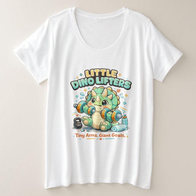 Camiseta Pequenos Levantadores de Dinossauros 8KG | Braços  (Frente do Design)