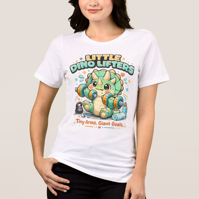 Camiseta Pequenos Levantadores de Dinossauros 8KG | Braços  (Frente)