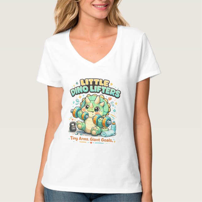 Camiseta Pequenos Levantadores de Dinossauros 8KG | Braços  (Frente)