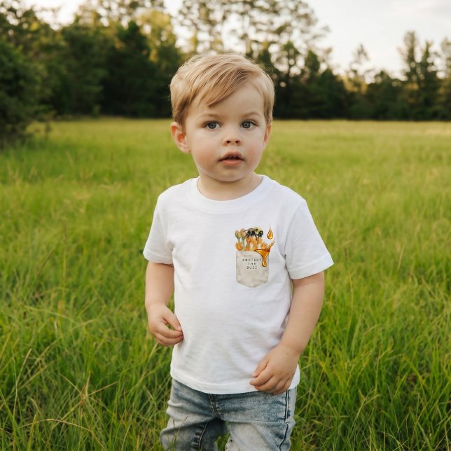 Camiseta Pequenos Polinizadores Personalizados Abelha Falsa (Personalized Little Pollinators Faux Pocket Bee Toddler T-shirt)
