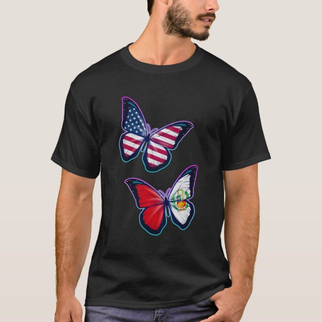 Camiseta Perãº E A Borboleta De Raízes Dos Eua Versi (Frente)