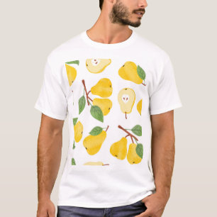 Camiseta Peras de Aquarela Padrão de Fruta de Vintage